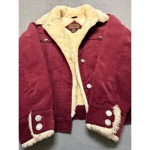 Austin Clothing Co Burgundy Corduroy Sherpa Lined Trucker Jacket Gorpcore Y2K